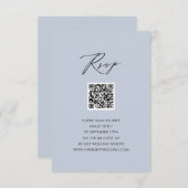 Dusty Blue Elegant Script Eenvoudige QR bruiloft R RSVP Kaartje (Voorkant / Achterkant)