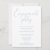 Dusty Blue Elegant Script Engagement Party Kaart (Voorkant)