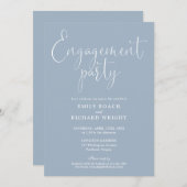 Dusty Blue Elegant Script Engagement Party Kaart (Voorkant / Achterkant)