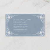 Dusty Blue Elegant Script Kalligrafie Visitekaartje (Achterkant)