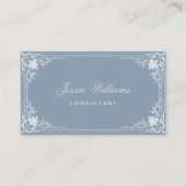 Dusty Blue Elegant Script Kalligrafie Visitekaartje (Voorkant)