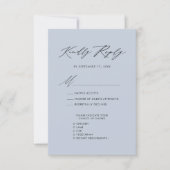 Dusty Blue Elegant Script Minimalistische bruiloft RSVP Kaartje (Voorkant)
