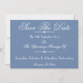 Dusty Blue Elegant Script Names Chic De datum opsl Aankondiging (Voorkant)