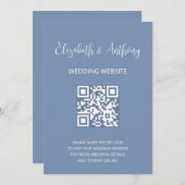 Dusty Blue Elegant Script | QR-code bruiloft RSVP Kaart (Voorkant / Achterkant)