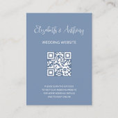 Dusty Blue Elegant Script | QR Code Wedding RSVP Informatiekaartje (Voorkant)