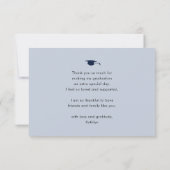 Dusty Blue Elegant Script Simple Photo Afstuderen Bedankkaart (Achterkant)