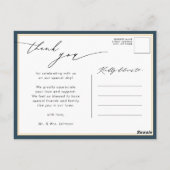 Dusty Blue Elegant Script Simple Weddenschap Bedan Briefkaart (Achterkant)