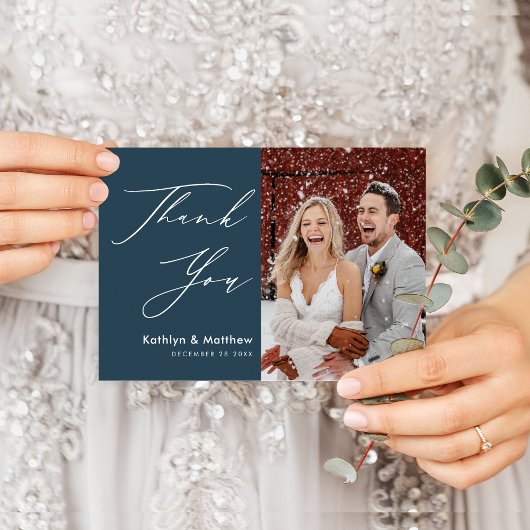 Dusty Blue Elegant Script Simple Weddenschap Bedan Briefkaart