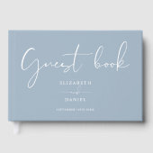 Dusty Blue Elegant Script Wedding Gastenboek (Voorkant)