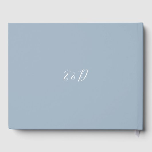 Dusty Blue Elegant Script Wedding Gastenboek (Achterkant)