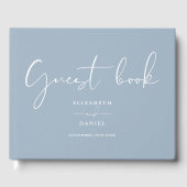 Dusty Blue Elegant Script Wedding Gastenboek (Voorkant)