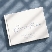 Dusty Blue Elegant Script Wedding Guest Book Gastenboek