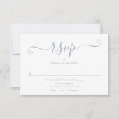 Dusty Blue Elegant Script Wedding RSVP Kaartje (Voorkant)