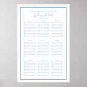 Dusty Blue Elegant Script Wedding Seating Chart Poster (Voorkant)