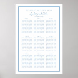 Dusty Blue Elegant Script Wedding Seating Chart Poster