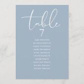 Dusty Blue Elegant Seating Plan Table Number Kaart (Achterkant)
