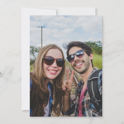 Dusty Blue Elegant Signature Script-foto Save The Date (Achterkant)