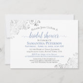 Dusty Blue Elegant Silver op wit Vrijgezellenfeest Kaart (Voorkant)