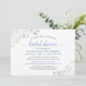 Dusty Blue Elegant Silver op wit Vrijgezellenfeest Kaart (Staand voorkant)