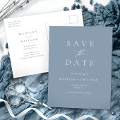 Dusty Blue Elegant Simple Save the Date Briefkaart