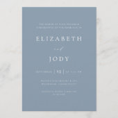 Dusty Blue Elegant Simple Wedding Modern Kaart (Voorkant)