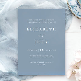 Dusty Blue Elegant Simple Wedding Modern Kaart