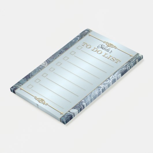 Dusty Blue Elegant to Do List Post It Notes (Schuin)