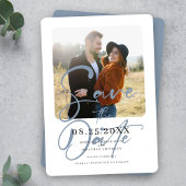Dusty Blue Elegant Trouwfoto Bewaar de datum Save The Date