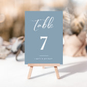 Dusty Blue Elegant Trouwtafel Nummer Kaart