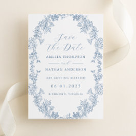 Dusty Blue Elegant Vintage Wedding Save The Date