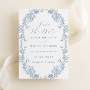 Dusty Blue Elegant Vintage Wedding Save The Date