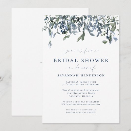 Dusty Blue Elegant Vrijgezellenfeest Kaart (Voorkant / Achterkant)