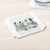 Dusty Blue Elegant Waterverf Coastal Last Toast Kartonnen Onderzetters (Gekanteld)