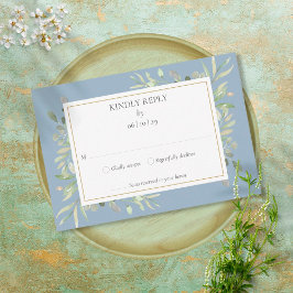 Dusty Blue Elegant Waterverf Greenery RSVP