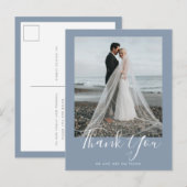 Dusty Blue Elegant Wedding Bedankt Briefkaart (Voorkant / Achterkant)