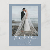 Dusty Blue Elegant Wedding Bedankt Briefkaart (Voorkant)