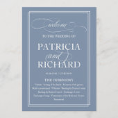 Dusty Blue Elegant Wedding Ceremony Program Programmakaart (Voorkant)