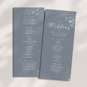 Dusty Blue Elegant Wedding Ceremony Program Programmakaart