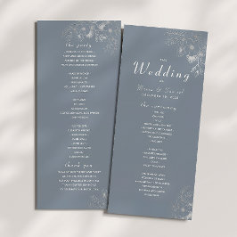 Dusty Blue Elegant Wedding Ceremony Program Programmakaart