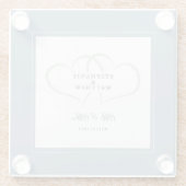 Dusty Blue Elegant Wedding Chic Hearts Glazen Onderzetter (Achterkant)