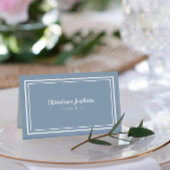Dusty Blue Elegant Wedding Custom Guest Place Card Kaart