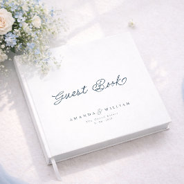 Dusty Blue Elegant Wedding Guest Book with Names Gastenboek