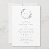 Dusty Blue Elegant Wedding Invitation Kaart (Voorkant)