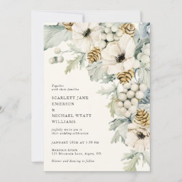 Dusty Blue Elegant Wedding Invitation Kaart