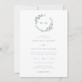 Dusty Blue Elegant Wedding Kaart