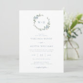 Dusty Blue Elegant Wedding Kaart (Staand voorkant)