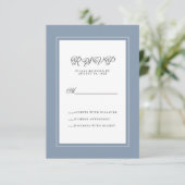 Dusty Blue Elegant Wedding Modern Reply Enclosure RSVP Kaartje (Staand voorkant)