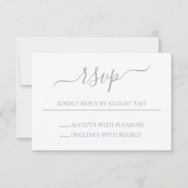 Dusty Blue Elegant Wedding RSVP Kaartje
