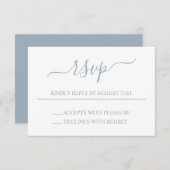 Dusty Blue Elegant Wedding RSVP Kaartje (Voorkant / Achterkant)
