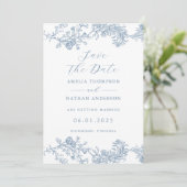  Dusty Blue Elegant Wedding Save the Date (Staand voorkant)